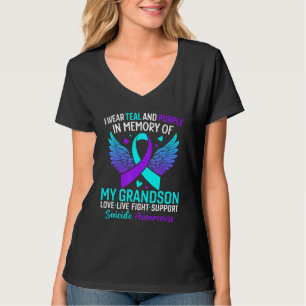 I Wear Teal And Purple For My Grandson Suicide Pre T-Shirt