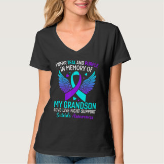 I Wear Teal And Purple For My Grandson Suicide Pre T-Shirt