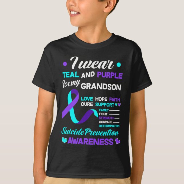 I Wear Teal and Purple For My Grandson Suicide Pre T-Shirt (Front)