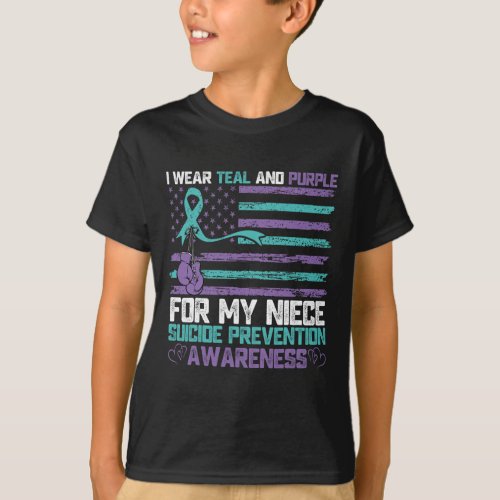 I Wear Teal And Purple For My Niece Suicide Preven T-Shirt