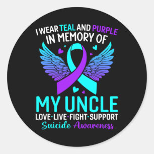 I Wear Teal And Purple For My Uncle Suicide Preven Classic Round Sticker