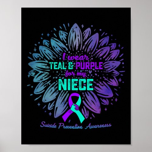 I Wear Teal And Purple For Niece Suicide Preventio Poster