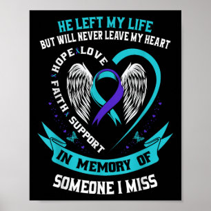 I Wear Teal And Purple For Someone I Miss Suicide  Poster