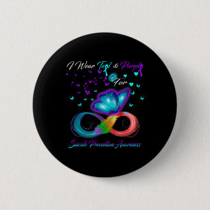 I Wear Teal And Purple For Suicide Prevention Awar Button