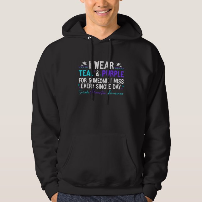 I Wear Teal And Purple For Suicide Prevention Awar Hoodie (Front)
