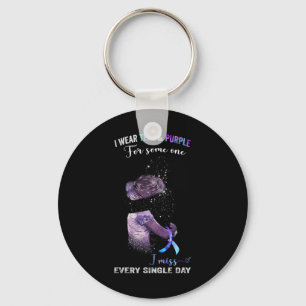 I Wear Teal And Purple For Suicide Prevention Awar Keychain