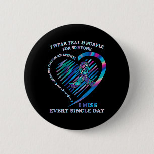 I Wear Teal and Purple Heart Suicide Prevention Aw Button