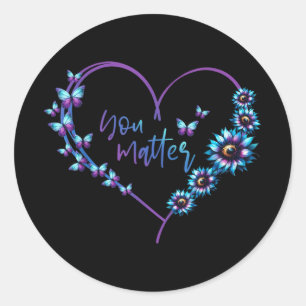 I Wear Teal And Purple Suicide Awareness Mental He Classic Round Sticker