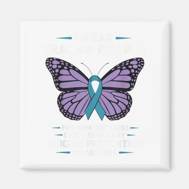 I Wear Teal And Purple Suicide Awareness Mental He Magnet (Front)