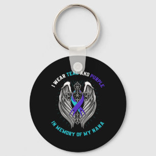 I Wear Teal And Purple Suicide Awareness Nana Cros Keychain