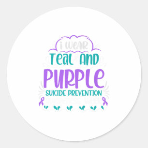 I Wear Teal And Purple Suicide Prevention Awarenes Classic Round Sticker