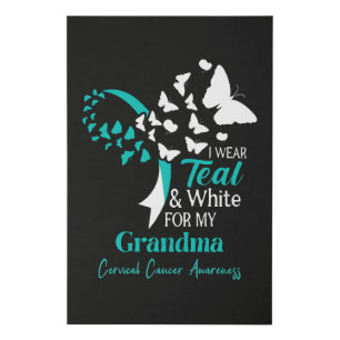 I Wear Teal And White My Grandma Cervical Cancer Faux Canvas Print