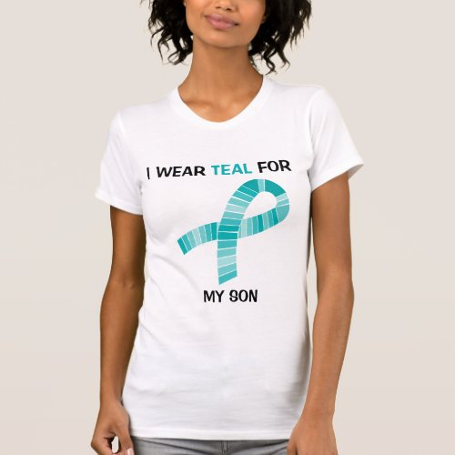 I wear Teal For Food Allergy Awareness Teal Ribbon T_Shirt