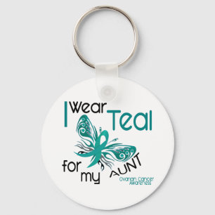 I Wear Teal For My Aunt 45 Ovarian Cancer Keychain
