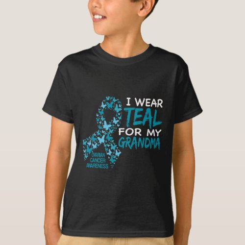 I Wear Teal For My Grandma Ovarian Cancer Awarenes T_Shirt