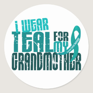 I Wear Teal For My Grandmother 6.4 Ovarian Cancer Classic Round Sticker