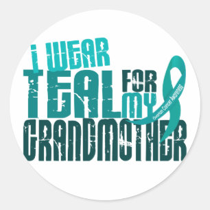 I Wear Teal For My Grandmother 6.4 Ovarian Cancer Classic Round Sticker