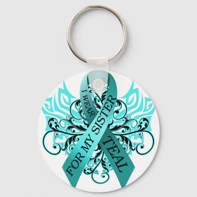I Wear Teal for my Sister.png Keychain (Front)