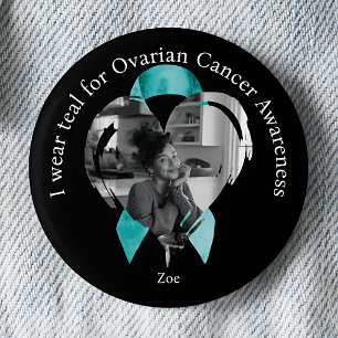 I Wear Teal for Ovarian Cancer Awareness Photo Button
