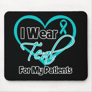 I Wear Teal Heart Ribbon For My Patients Mouse Pad