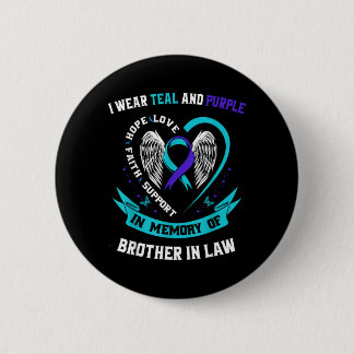 I Wear Teal Purple Awareness Shirt Brother In Law Button