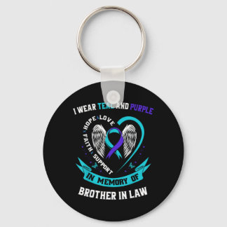 I Wear Teal Purple Awareness Shirt Brother In Law Keychain