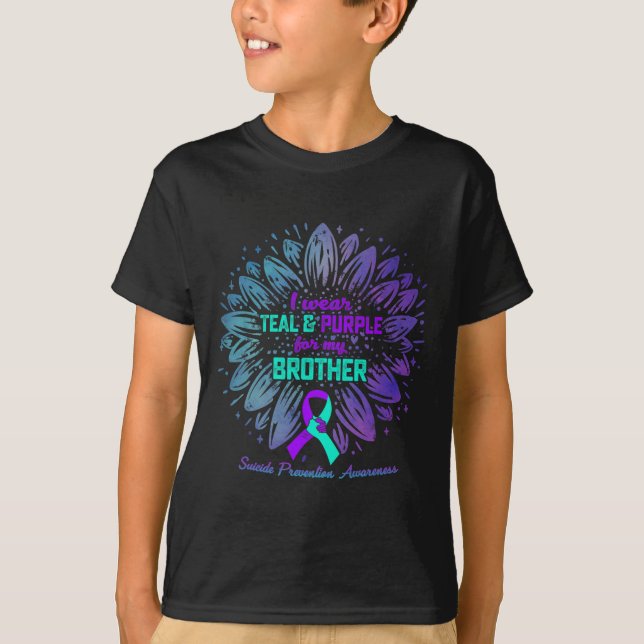I Wear Teal Purple For Brother Suicide Prevention  T-Shirt (Front)