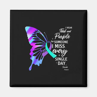 I Wear Teal Purple For Memorial Suicide Prevention Magnet