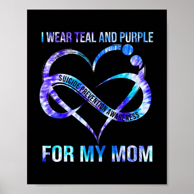 I Wear Teal Purple For Mom Suicide Prevention Awar Poster (Front)