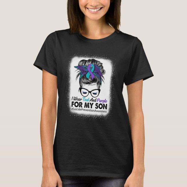 I Wear Teal Purple For Son Suicide Prevention Awar T-Shirt (Front)