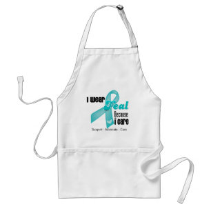 I Wear Teal Ribbon Because I Care Adult Apron