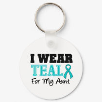 I Wear Teal Ribbon For My Aunt Keychain