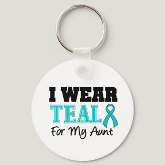 I Wear Teal Ribbon For My Aunt Keychain