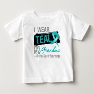 I Wear Teal Ribbon For My Grandma Ovarian Cancer Baby T-Shirt