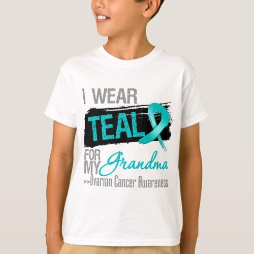 I Wear Teal Ribbon For My Grandma Ovarian Cancer T_Shirt
