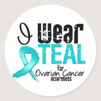 I Wear Teal Ribbon For Ovarian Cancer Awareness Classic Round Sticker