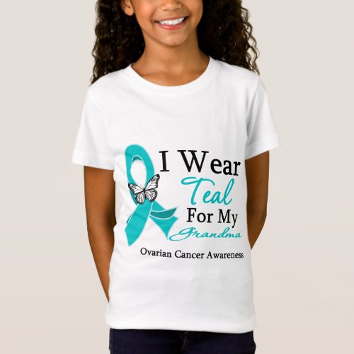 I Wear Teal Ribbon Grandma Ovarian Cancer T_Shirt