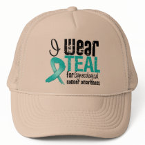 I Wear Teal Ribbon Gynecological Cancer Awareness Trucker Hat