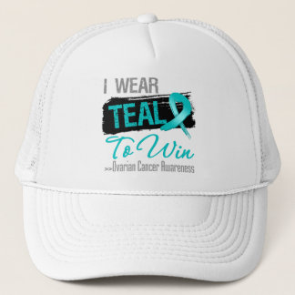 I Wear Teal Ribbon To Win - Ovarian Cancer Trucker Hat