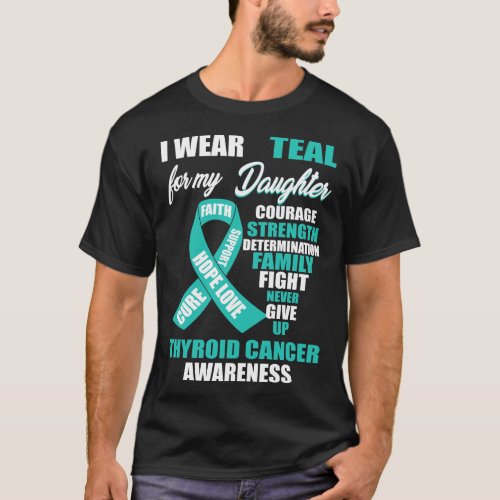 I Wear Teal Thyroid Cancer Awareness T_Shirt