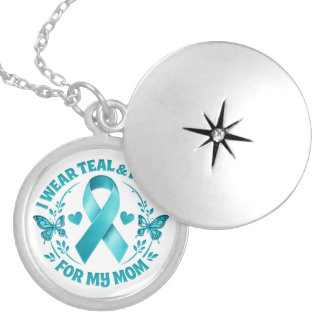 I Wear Teal & White for My Mother cervical cancer Locket Necklace