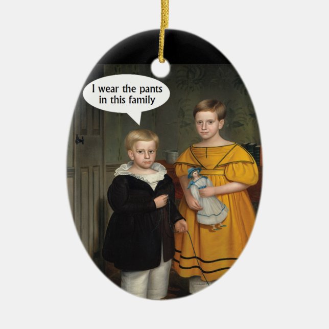 I wear the Pants - Funny Gay Couple Ceramic Ornament (Front)