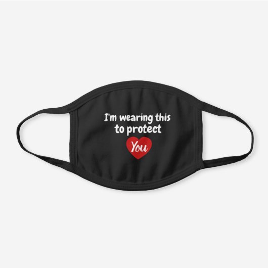 "I Wear This For You" Heart Black Face Mask (Front)