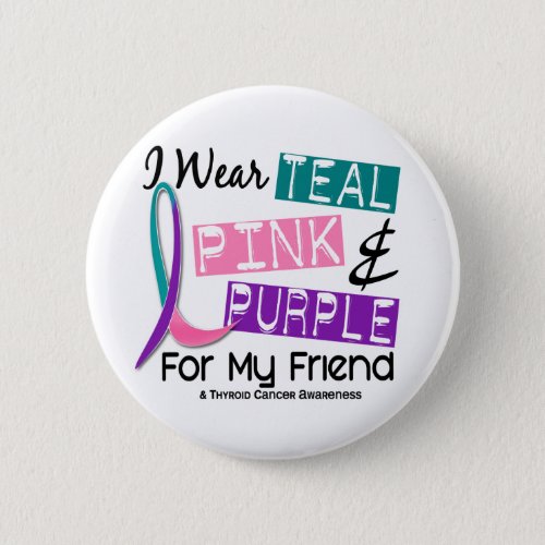 I Wear Thyroid Cancer Ribbon For My Friend 37 Pinback Button