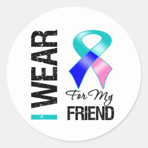 I Wear Thyroid Cancer Ribbon For My Friend Classic Round Sticker