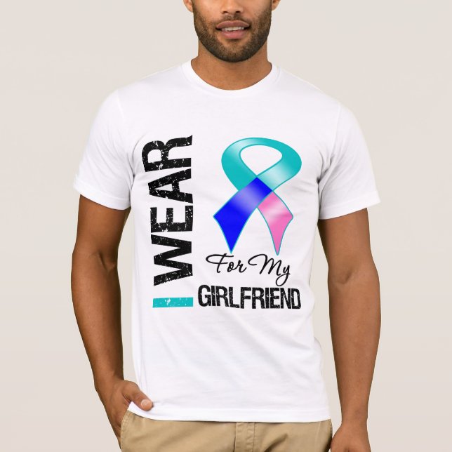 I Wear Thyroid Cancer Ribbon For My Girlfriend T-Shirt (Front)