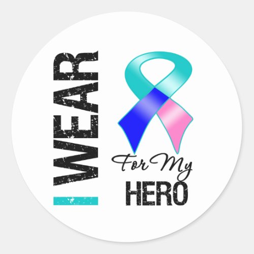 I Wear Thyroid Cancer Ribbon For My Hero Classic Round Sticker