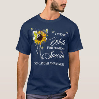 I Wear White For Lung Cancer Awareness Sunflower  T-Shirt