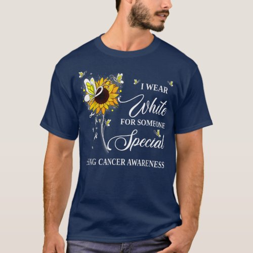 I Wear White For Lung Cancer Awareness Sunflower  T_Shirt