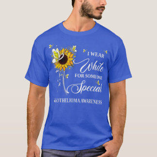 I Wear White For Mesothelioma Awareness Sunflower T-Shirt